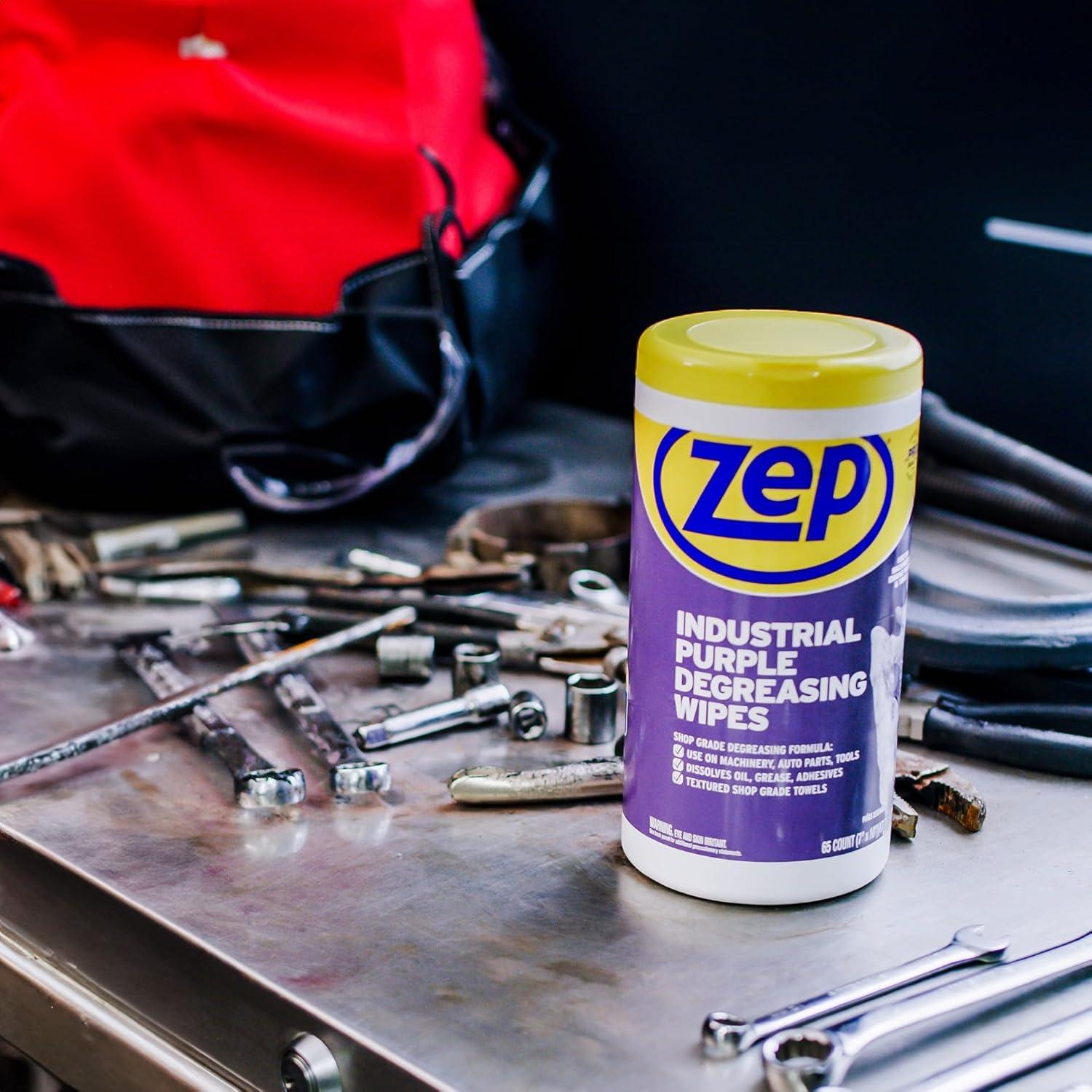 image:imageZep Industrial Purple HeavyDuty Degreasing Wipes 65 Wipe Count ZUINDPRPL65 Dissolves Oil Grease and Adhesives Fast 1 Count Pack of 11 Count Pack of 1