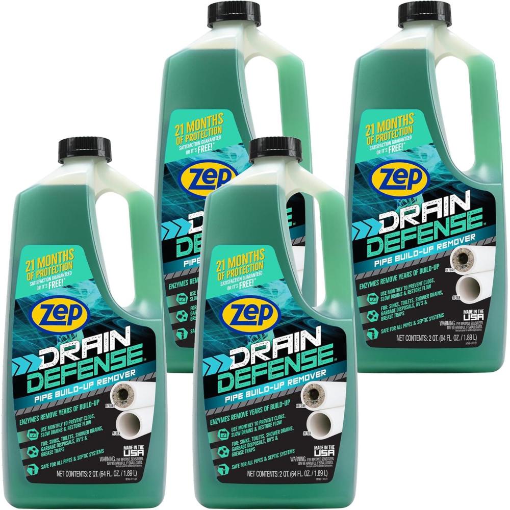 image:imageZep Drain Defense Pipe BuildUp Remover  64 Ounces  ZLDC648  Professional Strength Liquid Pipe Build Up RemoverGREEN4
