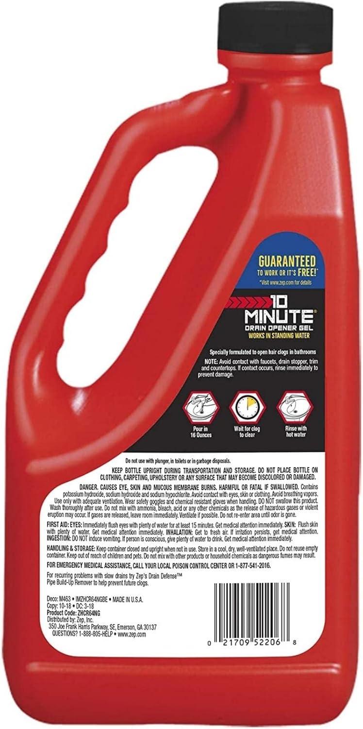 image:imageZep 10 Minute Drain Opener Gel 64 Ounce ZHCR64NG Commercial Strength Fast Acting and Safe for All Pipes1