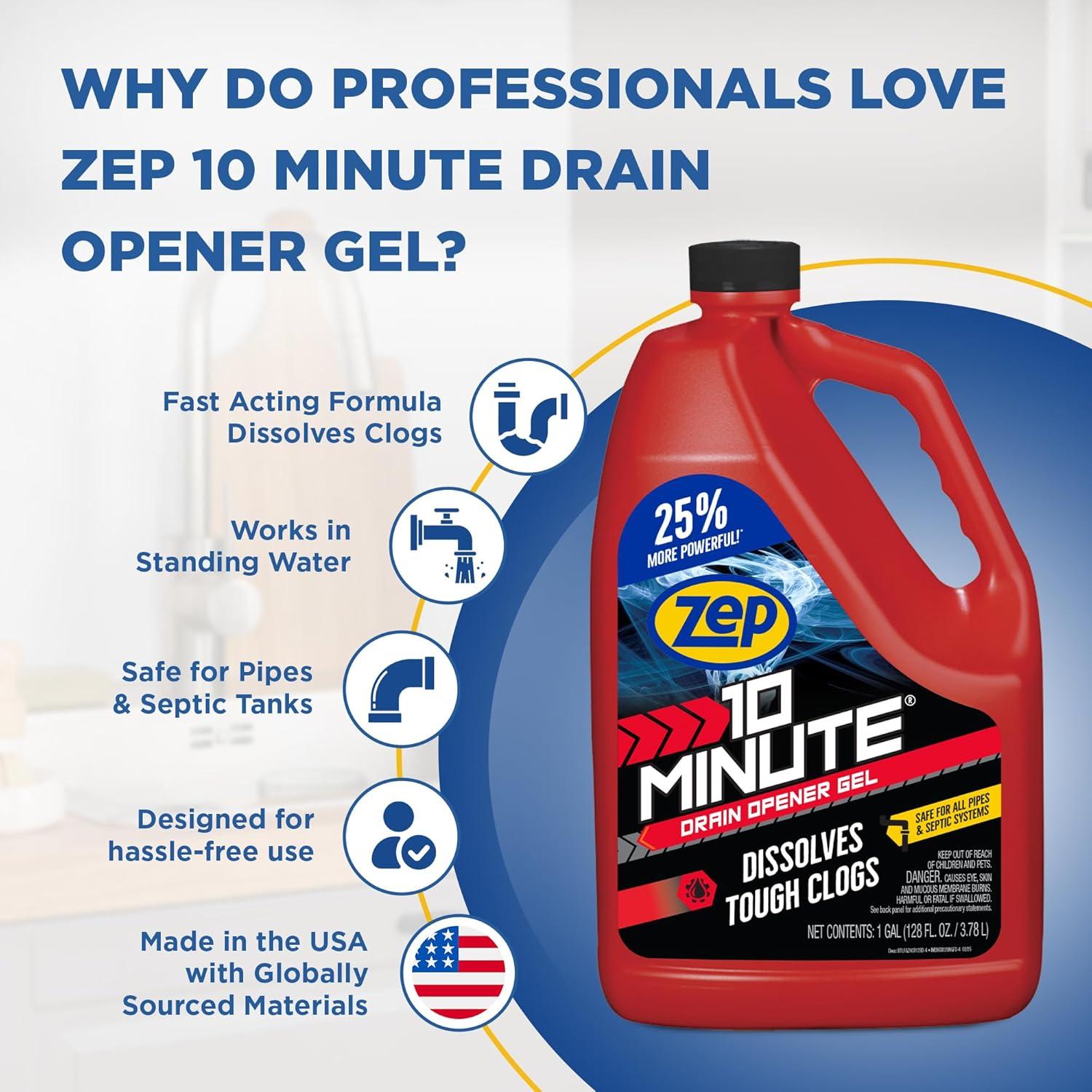 image:imageZep 10 Minute Drain Opener Gel 64 Ounce ZHCR64NG Commercial Strength Fast Acting and Safe for All Pipes4