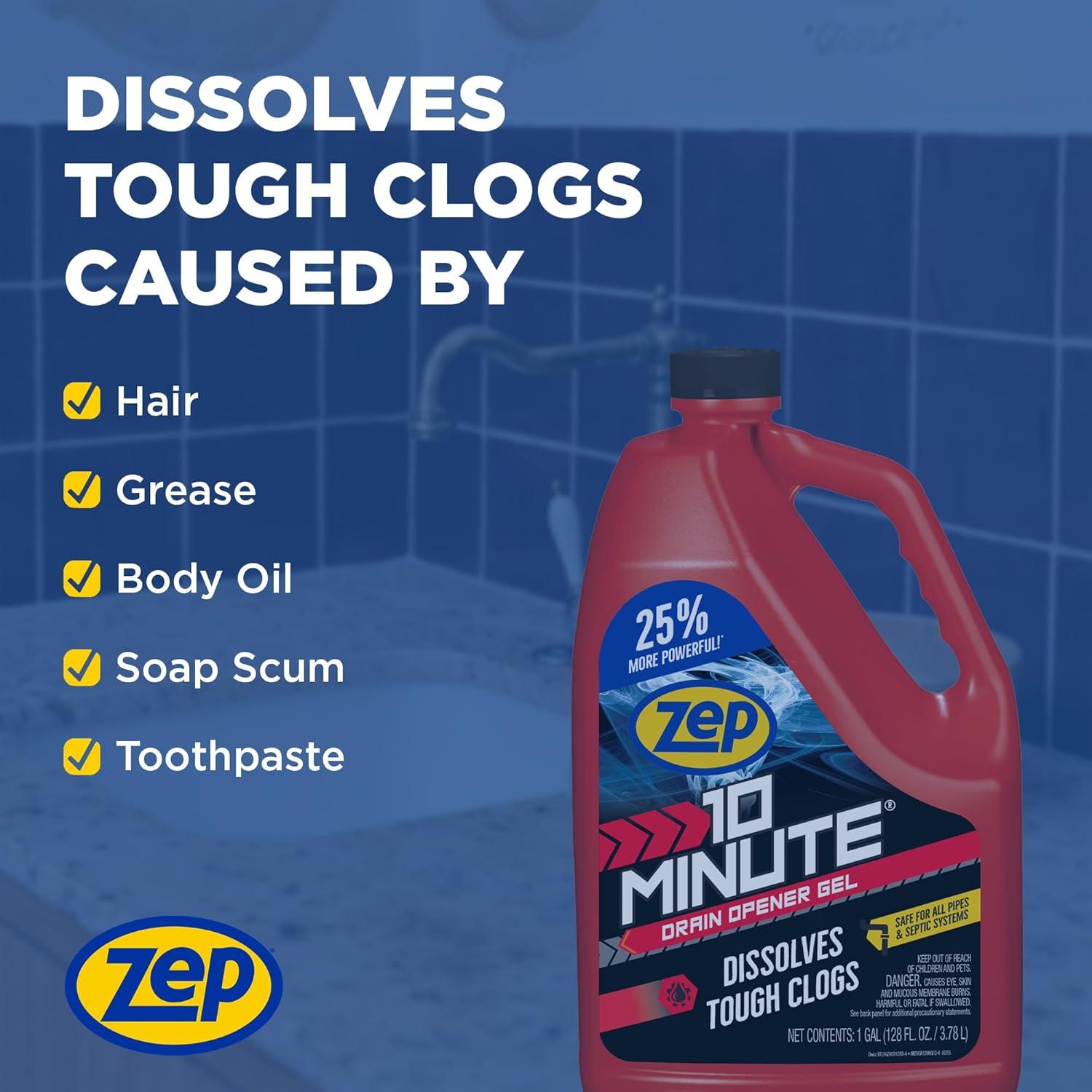 image:imageZep 10 Minute Drain Opener Gel 64 Ounce ZHCR64NG Commercial Strength Fast Acting and Safe for All Pipes4