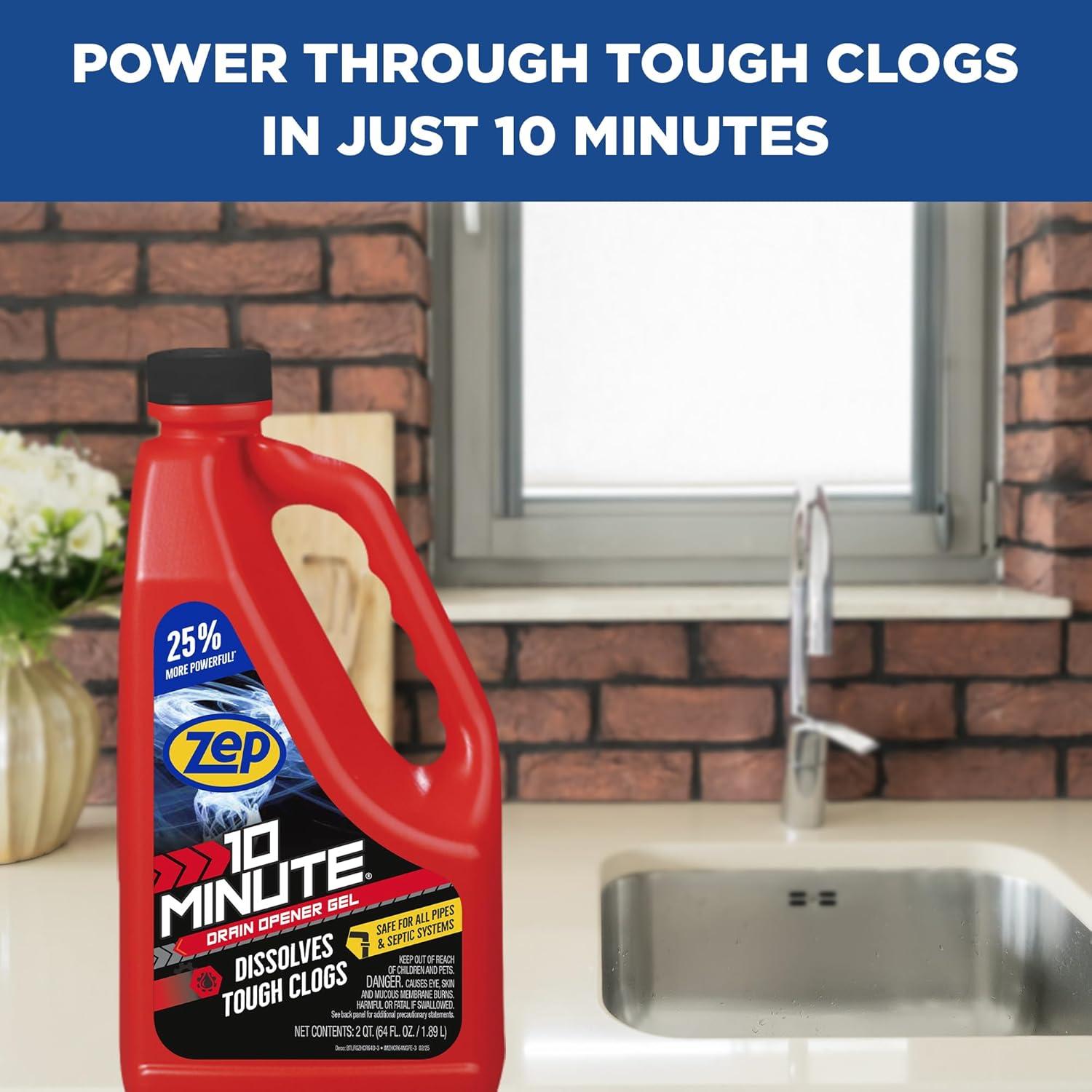 image:imageZep 10 Minute Drain Opener Gel 64 Ounce ZHCR64NG Commercial Strength Fast Acting and Safe for All Pipes6