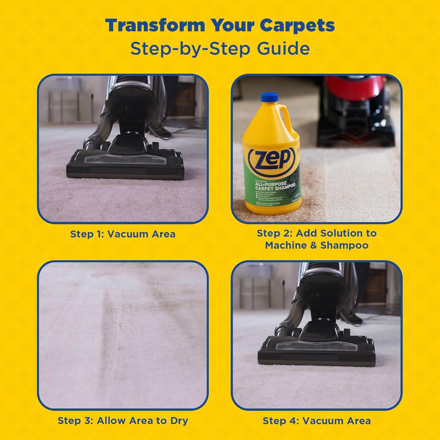 image:imageZep AllPurpose Carpet Shampoo Concentrate Cleaner 1 Gallon ZUCEC128 Professional Formula Removes Dirt and StainsPack of 2