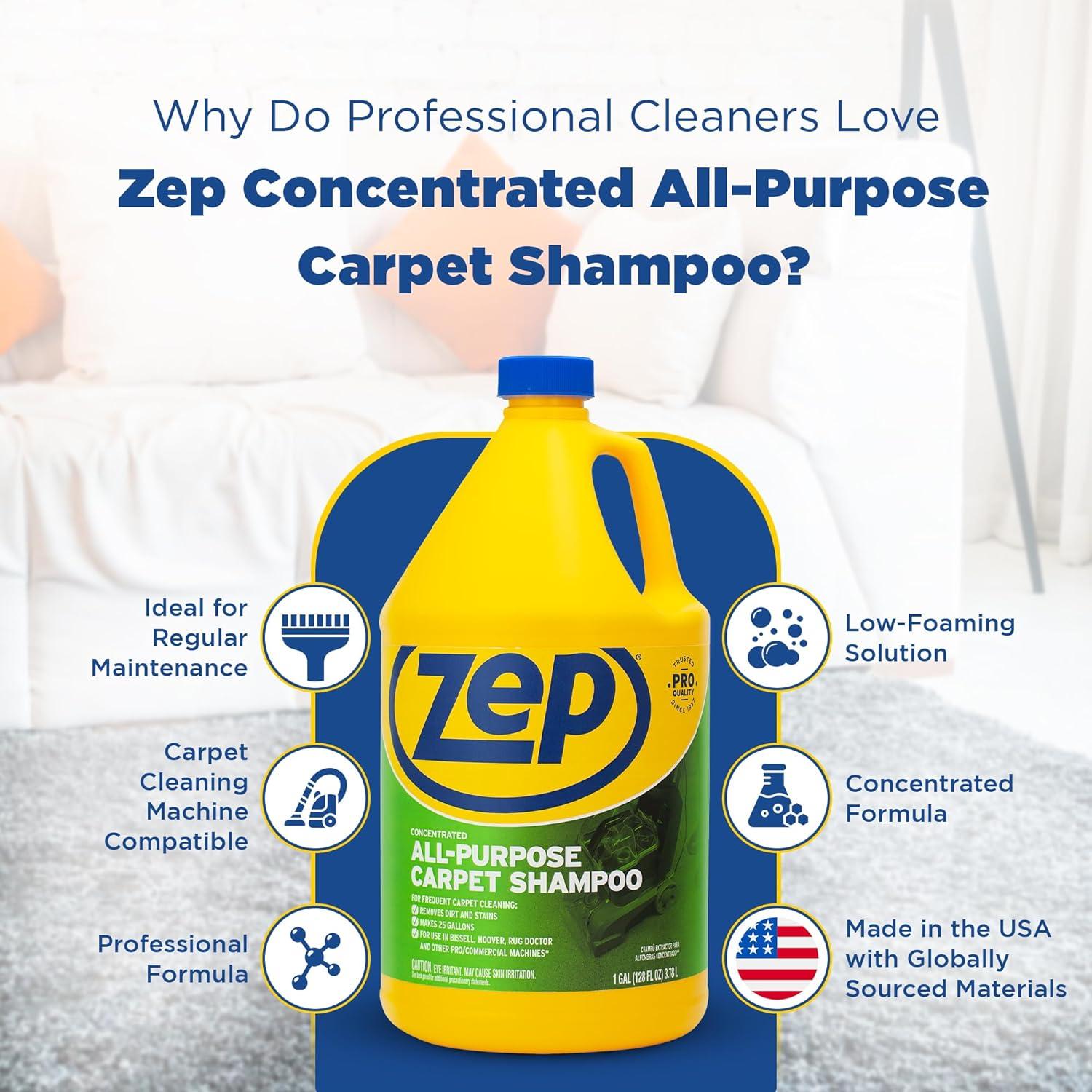 image:imageZep AllPurpose Carpet Shampoo Concentrate Cleaner 1 Gallon ZUCEC128 Professional Formula Removes Dirt and StainsPack of 4