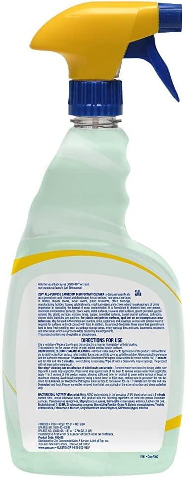 image:imageZep Home Pro AllPurpose Bathroom Disinfectant Cleaner 32 Fl Oz Case of 6 R53406