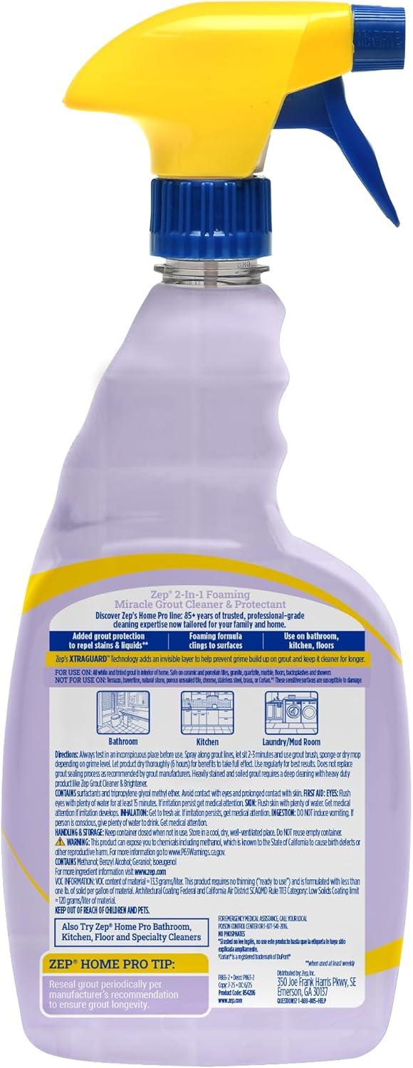 image:imageZep Home Pro Foaming Miracle Grout Cleaner amp Protectant 32 Fl OZ Pack of 1 2in1 for Sparkling Clean Grout Lines32 Fl Oz Pack of 1
