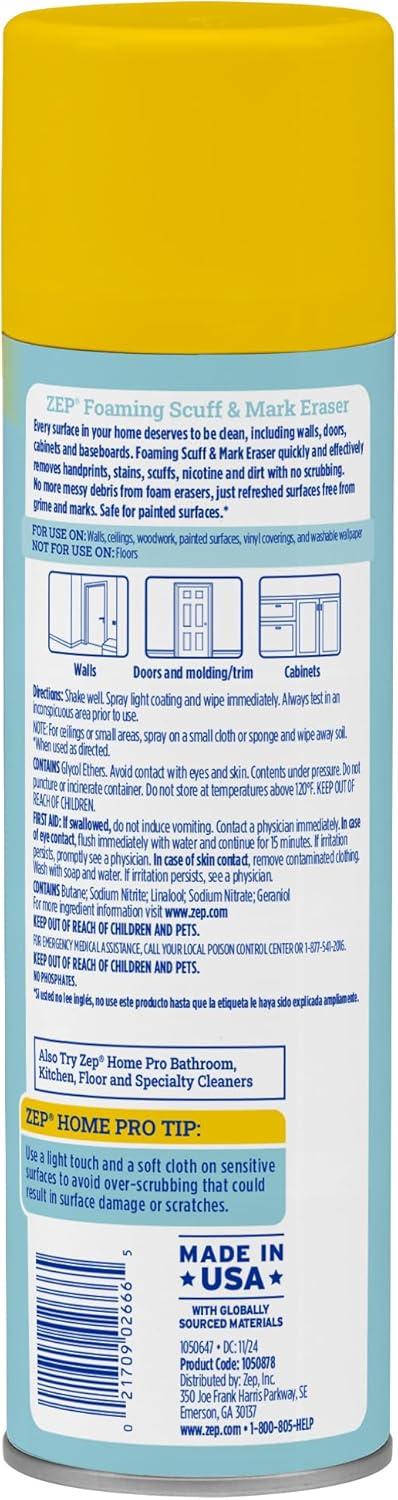 image:imageZep Home Pro Foaming Scuff amp Mark Eraser Paint Safe Surface Cleaner 18 oz for Doors Walls Molding Cabinets Removes Fingerprints Smudges Stains