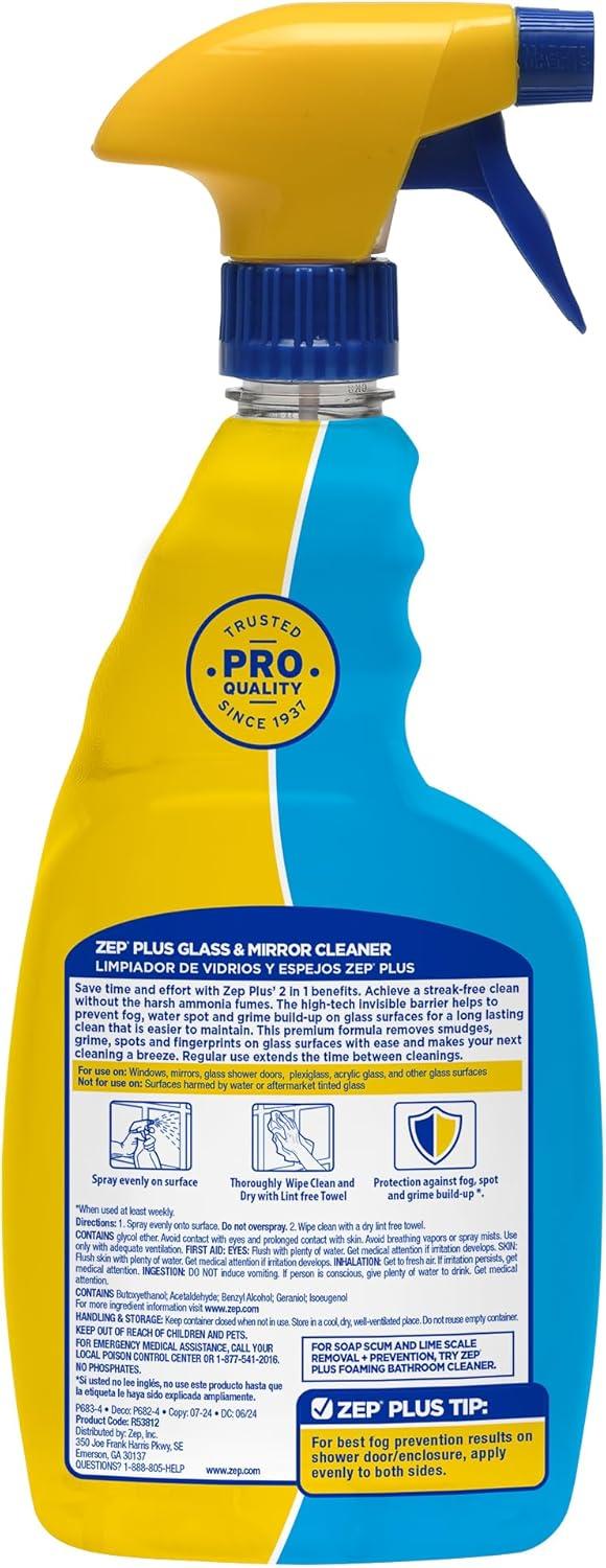 image:imageZep Plus Glass amp Mirror Cleaner 32 Oz Case of 12 R53812 Keep Your Mirror and Glass Surfaces Clear Streakfree While Also Preventing Mirror Fog