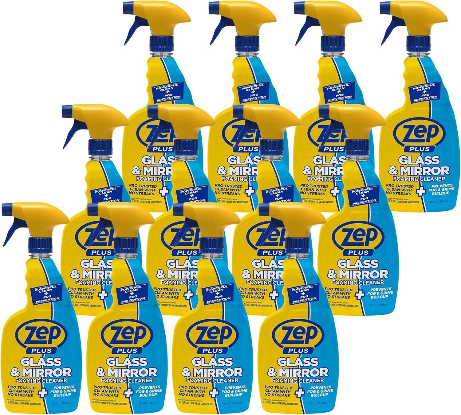 image:imageZep Plus Glass amp Mirror Cleaner 32 Oz Case of 12 R53812 Keep Your Mirror and Glass Surfaces Clear Streakfree While Also Preventing Mirror Fog