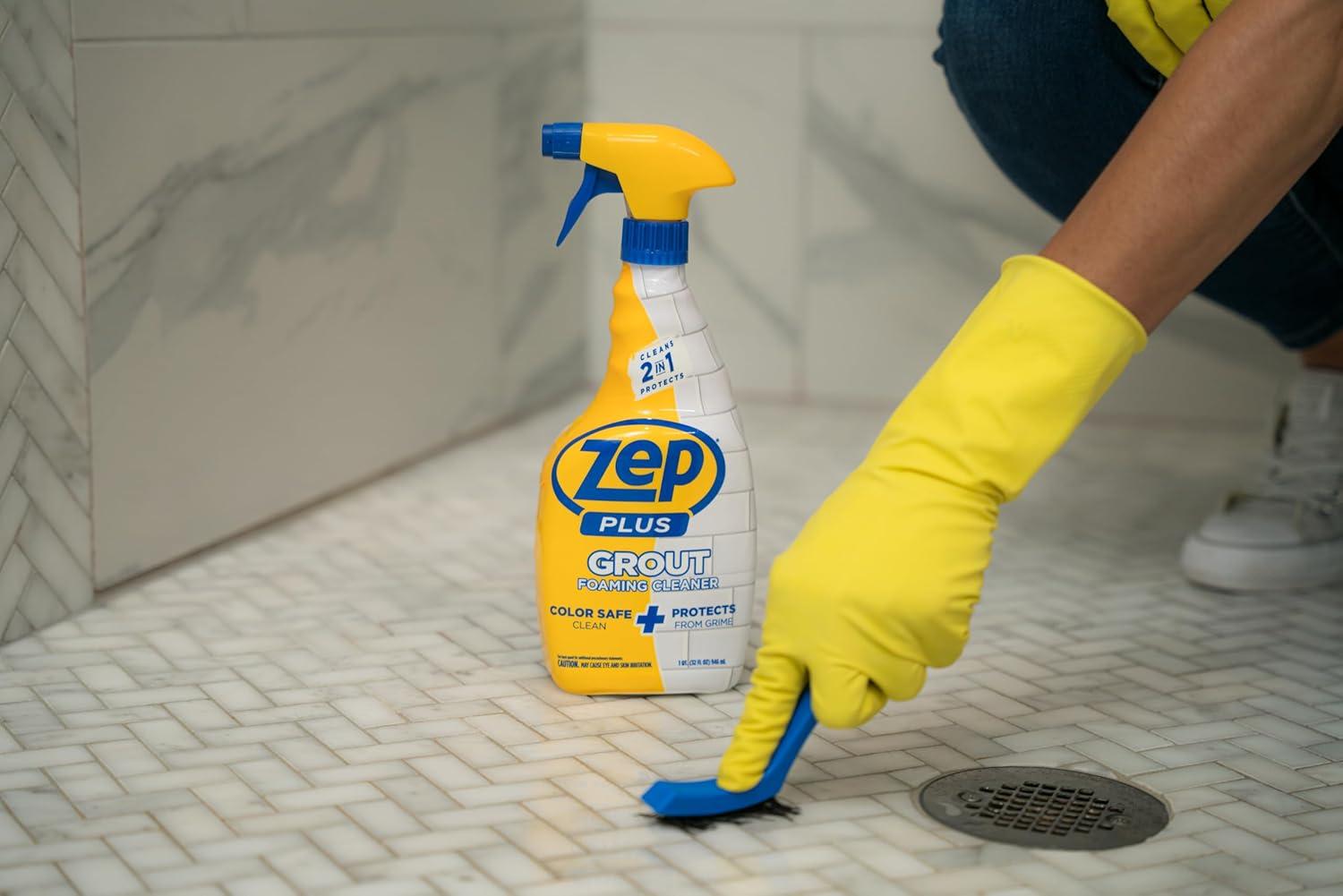 image:imageZep Plus Grout Foaming Cleaner 32 Fl OZ R542122in1 benefits clean while protecting grout from water dirt and grime32 Fl Oz Pack of 1