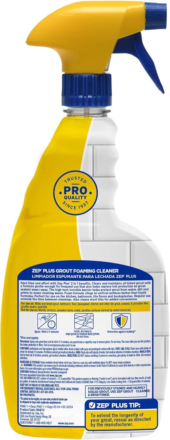 image:imageZep Plus Grout Foaming Cleaner 32 Fl OZ R542122in1 benefits clean while protecting grout from water dirt and grime32 Fl Oz Pack of 2