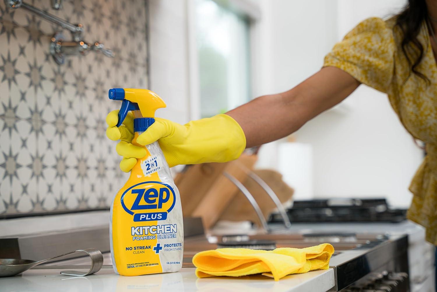 image:imageZep Plus Kitchen Foaming Cleaner 32 FL OZ R544122in1 benefits clean while protecting surfaces from stains and stuckon grime