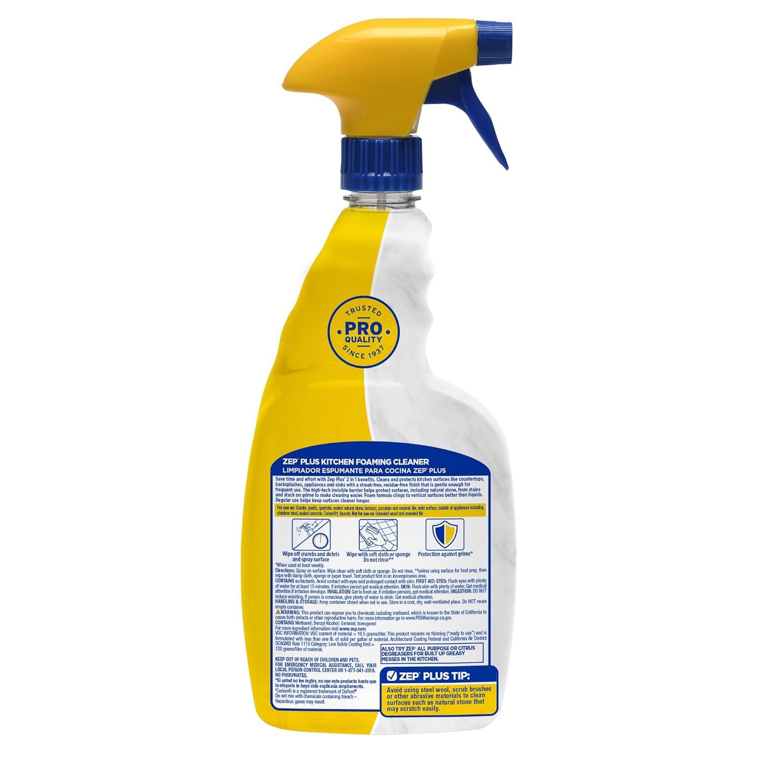image:imageZep Plus Kitchen Foaming Cleaner 32 FL OZ R544122in1 benefits clean while protecting surfaces from stains and stuckon grime