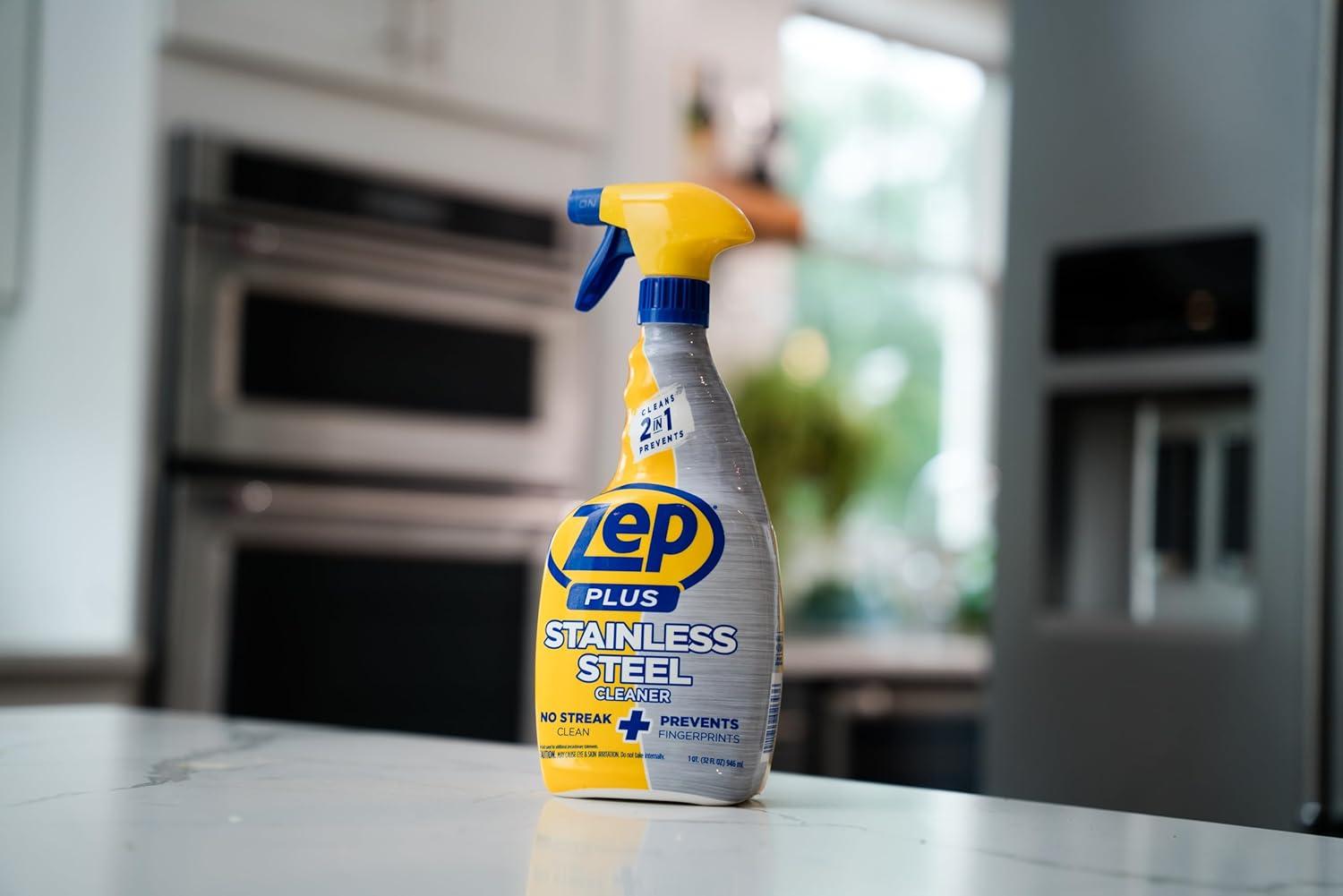image:imageZep Plus Stainless Steel Cleaner 32 Fl OZ R535122in1 benefits clean while preventing future fingerprints and smudges32 Fl Oz Pack of 2