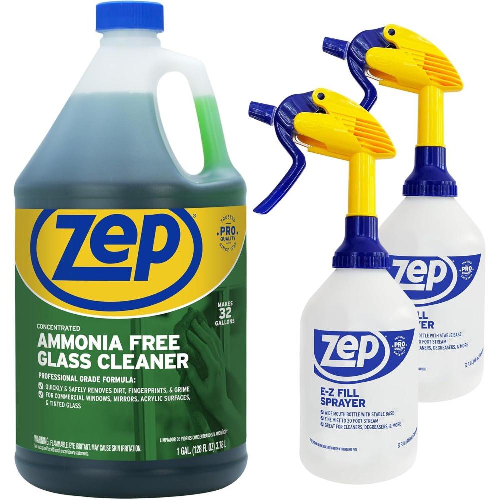 image:imageZep Ammonia Free Glass Cleaner Concentrate  Professional Grade Formula  1 Gallon EZ Fill Sprayer 2Pack  Bundle