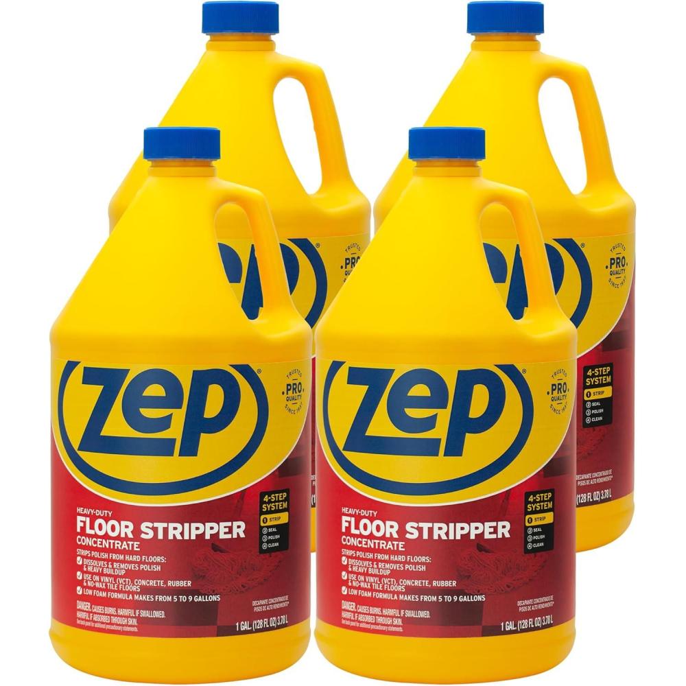 image:imageZep HeavyDuty Floor Stripper Ammonia Free Concentrate  1 Gallon Case of 4 ZULFFS128  Dissolves and Removes Polish from Hard Floors Use on Vinyl VCT Concrete Rubber1