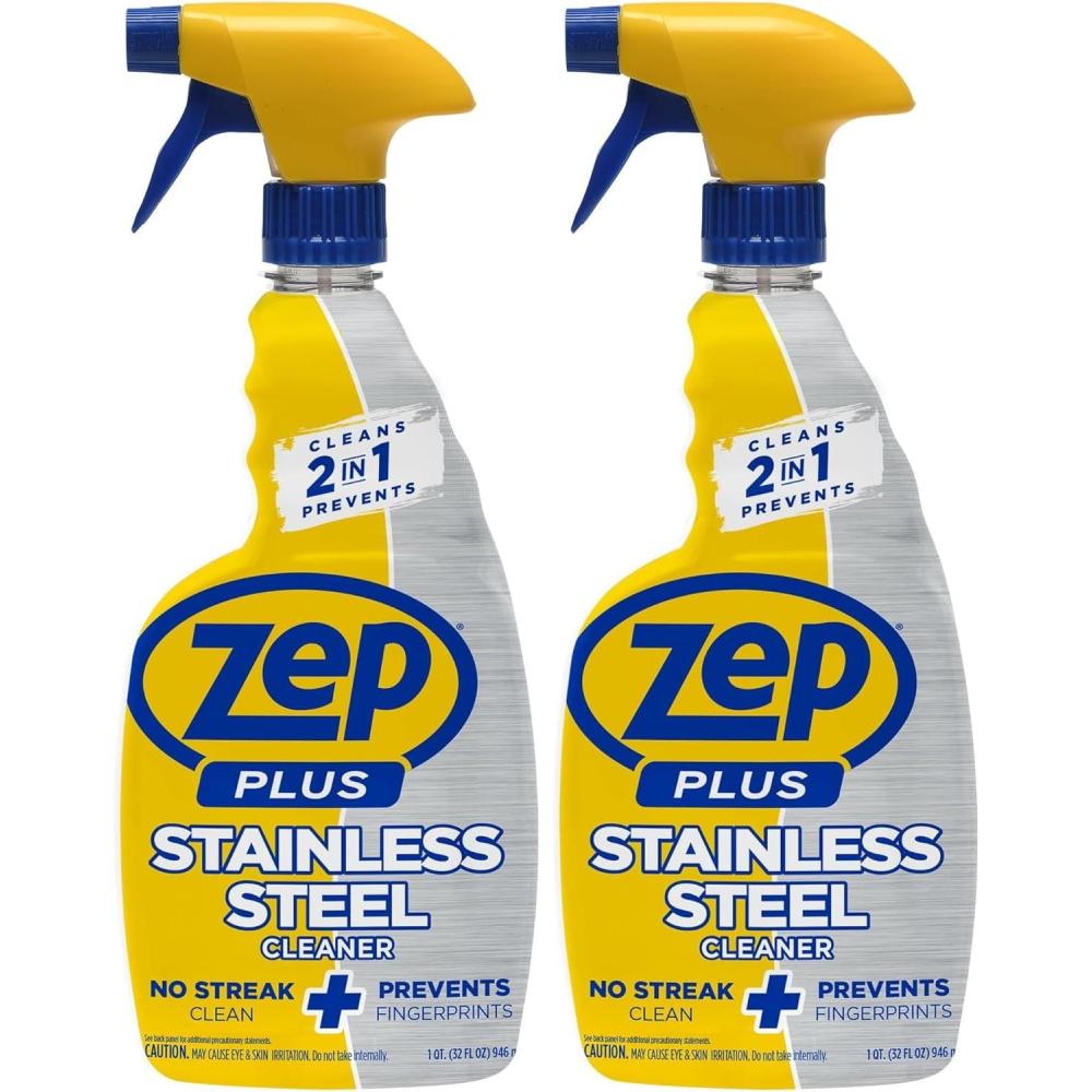 image:imageZep Plus Stainless Steel Cleaner  32 Fl OZ  R535122in1 benefits clean while preventing future fingerprints and smudges32 Fl Oz Pack of 2