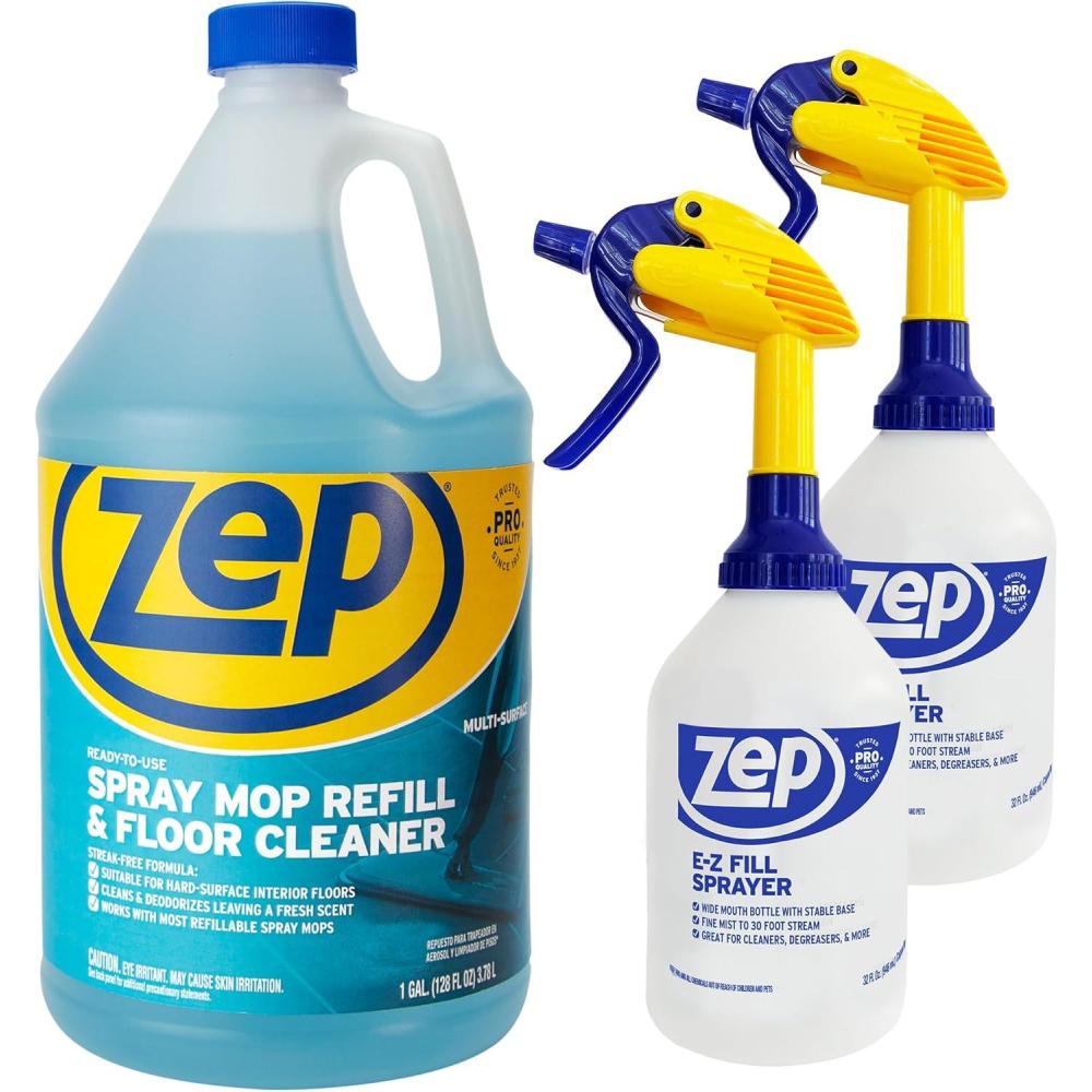 image:imageZep Spray Mop Refill amp Floor Cleaner  StreakFree Shine for Hard Floors  1 Gallon EZ Fill Sprayer 2Pack  Bundle