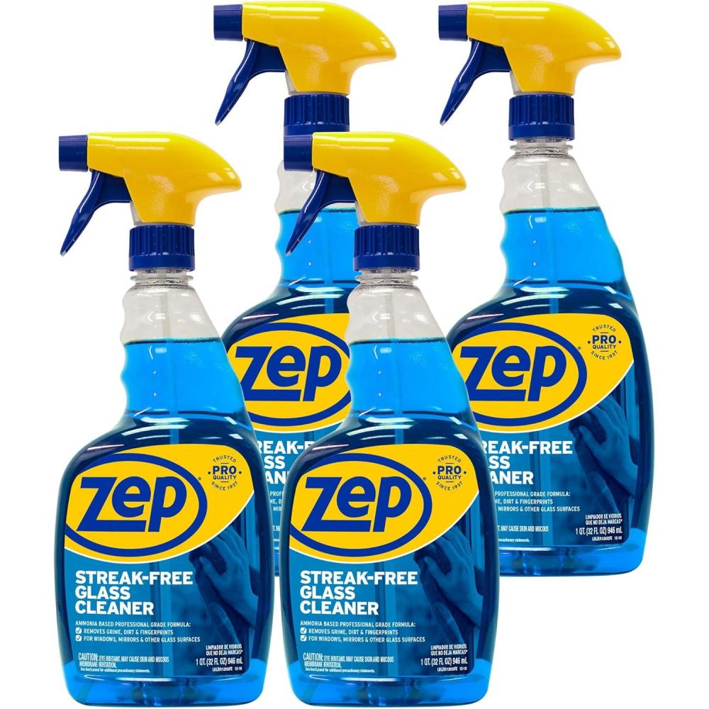 image:imageZep StreakFree Glass Cleaner 32 Oz Case of 4 ZU112032 Professional Grade Formula that Cleans Dirt Fingerprints Grime Smoke Haze and Toothpaste on Windows Mirrors and Other Glass Surfaces1