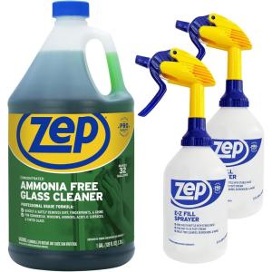Zep Ammonia Free Glass Cleaner Concentrate – Professional Grade Formula – 1 Gallon E-Z Fill Sprayer 2-Pack – Bundle