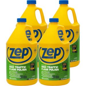 Zep Commercial High-Traffic Floor Polish, 4-1 Gallon Bottles, Professional Grade Floor Finish For a Range Of Hard Floor Surfaces (ZUHTFF128)(1)