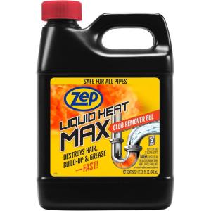 Zep Liquid Heat Max Clog Remover Gel – Destroys Hair, Build-Up & Grease – 32 oz.
