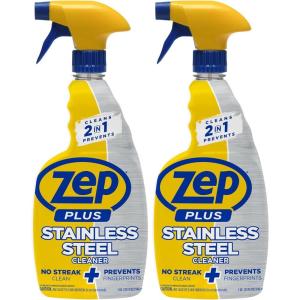 Zep Plus Stainless Steel Cleaner – 32 Fl OZ – R53512-2-in-1 benefits clean while preventing future fingerprints and smudges.(32 Fl Oz (Pack of 2))