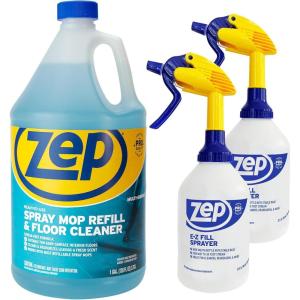 Zep Spray Mop Refill & Floor Cleaner – Streak-Free Shine for Hard Floors – 1 Gallon E-Z Fill Sprayer 2-Pack – Bundle