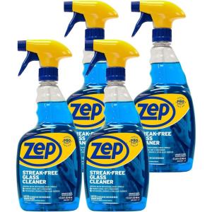 Zep Streak-Free Glass Cleaner – 32 Oz (Case of 4) ZU112032- Professional Grade Formula that Cleans Dirt, Fingerprints, Grime, Smoke Haze, and Toothpaste on Windows, Mirrors, and Other Glass Surfaces(1)