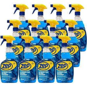 Zep Streak-Free Glass Cleaner – 32 Oz (Case of 4) ZU112032- Professional Grade Formula that Cleans Dirt, Fingerprints, Grime, Smoke Haze, and Toothpaste on Windows, Mirrors, and Other Glass Surfaces(12)
