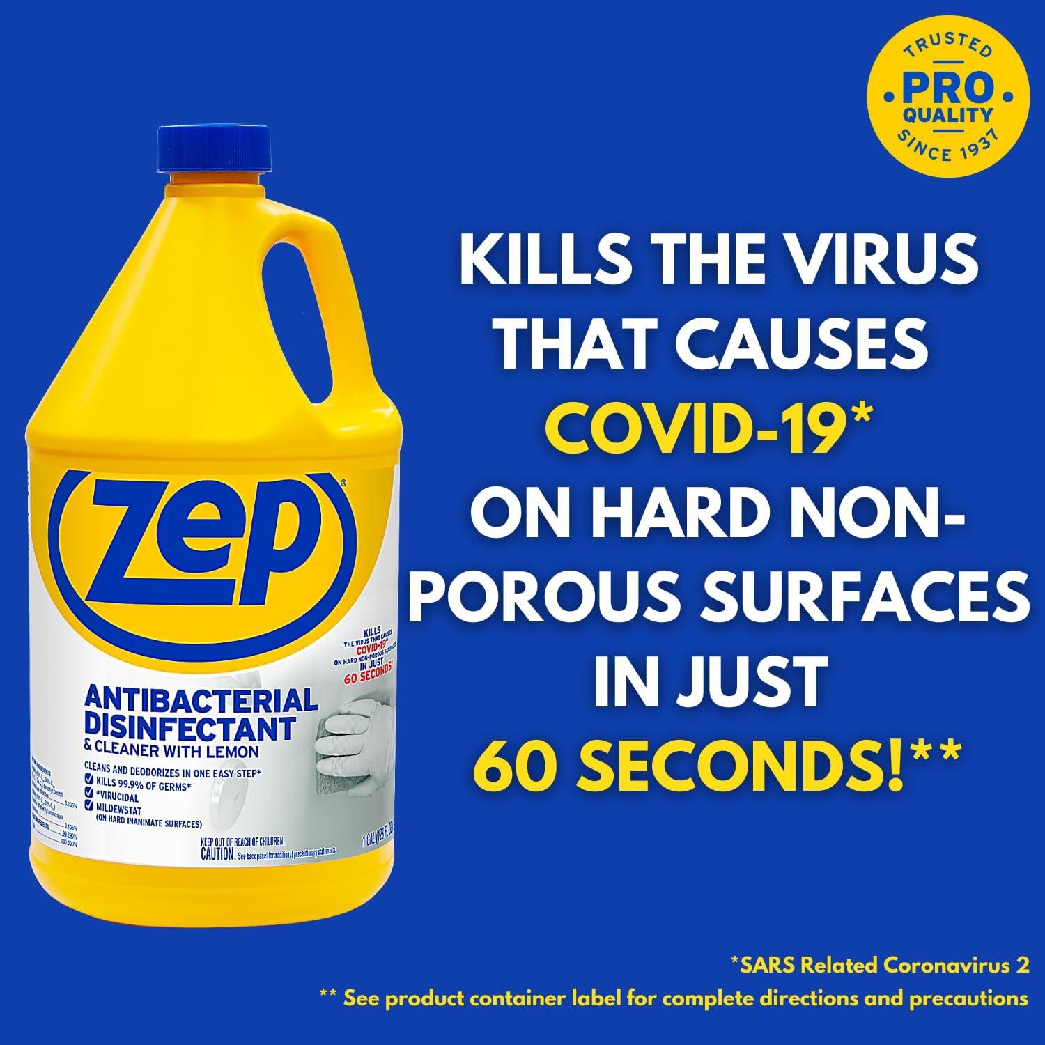 image:imageZep Commercial 1041688 Antibacterial Disinfectant Cleaner with lemon 1 gal Bottle128 Fl Oz Pack of 1