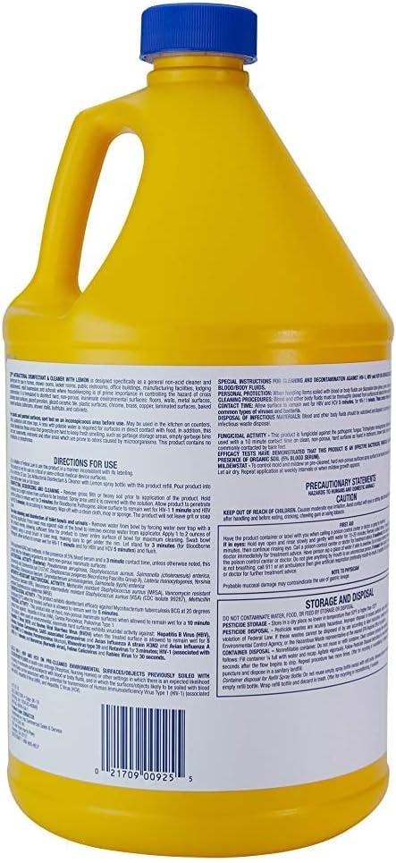 image:imageZep Commercial 1041688 Antibacterial Disinfectant Cleaner with lemon 1 gal Bottle128 Fl Oz Pack of 2