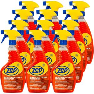 Zep Heavy-Duty Citrus Degreaser Cleaner Concentrate – 1 Gallon (Case of 4) ZUCIT128 – Restaurant Grade Degreaser and Cleaner Removes Oil, Grease, Adhesive, and Kitchen Soil on Stovetops, Appliances(24 Fl Oz (Pack of 12))